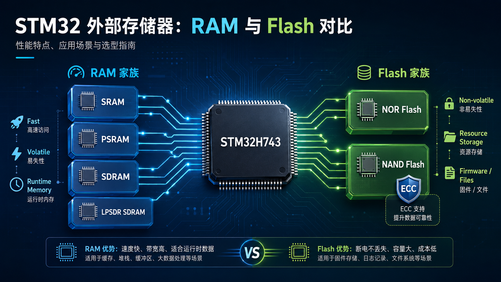 STM32 外部存储器:RAM 与 Flash 对比详解
